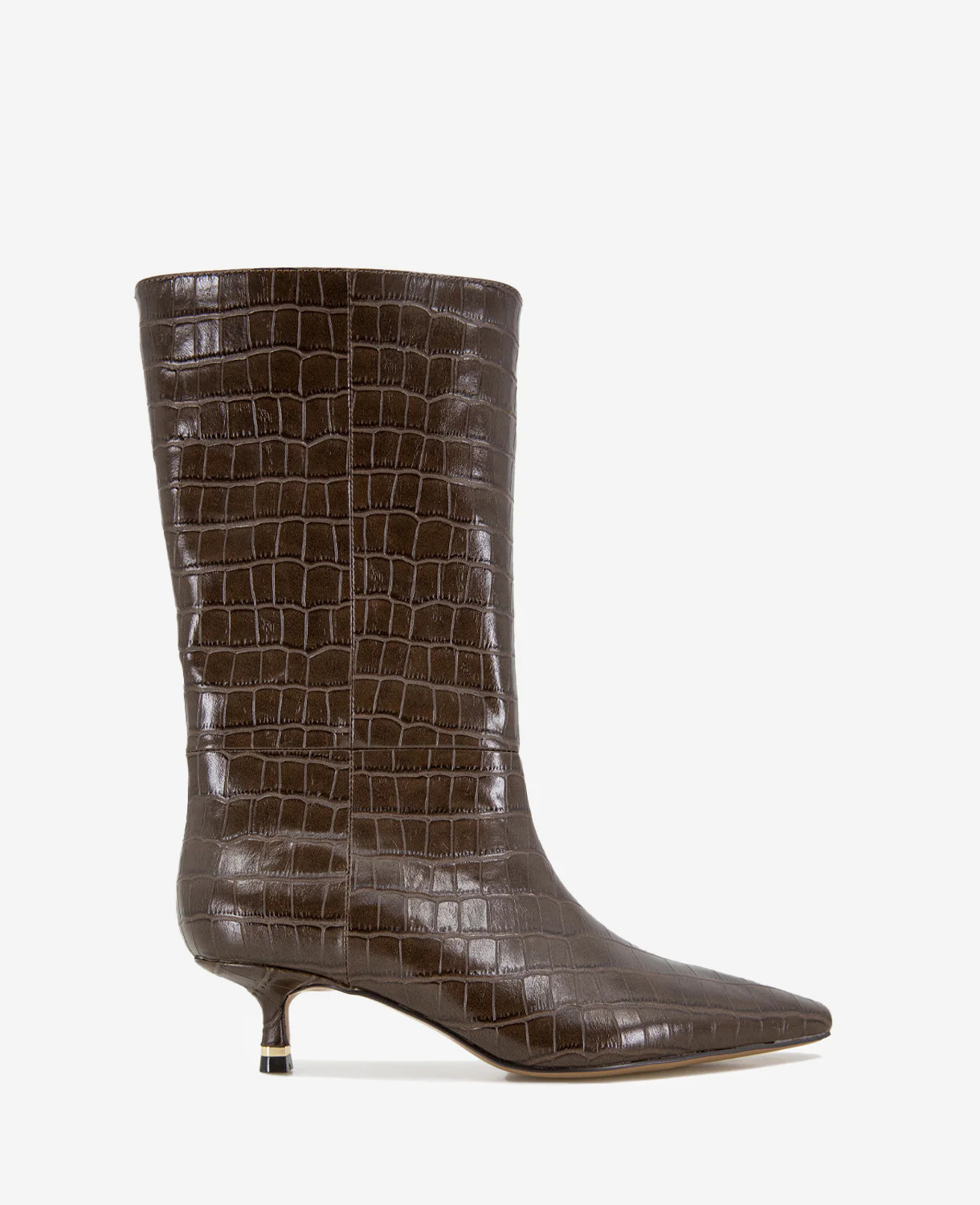 Kenneth Cole | Meryl Leather Croco Bootie in Dark Brown, Size: 8.5 | Kenneth Cole