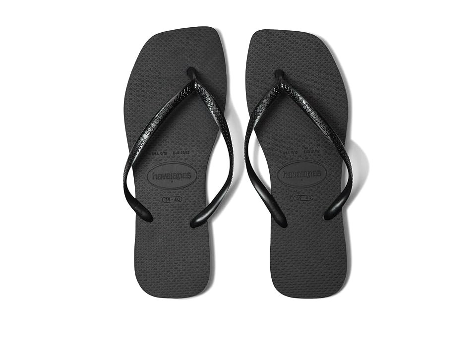 Havaianas Slim Square Flip Flop Sandal Women's Sandals Black : EU 41-42 (US Men's 9-10 - Women's 11-12) M, Rubber | Zappos