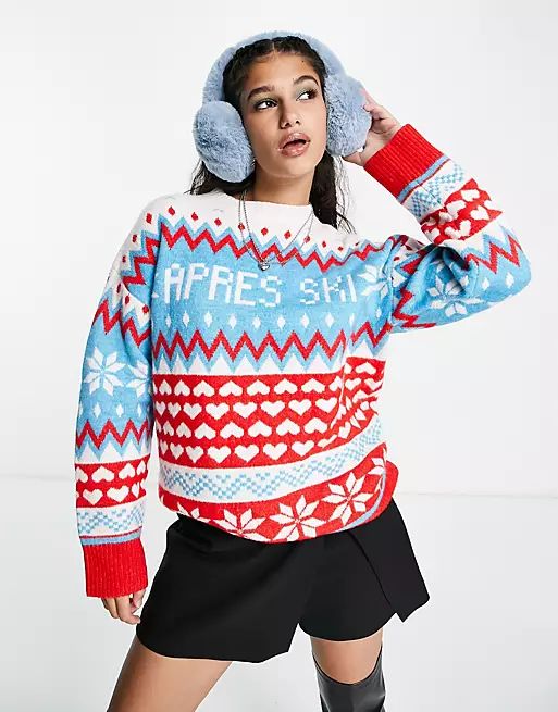 ASOS DESIGN Christmas oversized sweater with Apres Ski pattern | ASOS (Global)