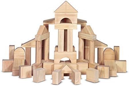 Amazon.com: Melissa & Doug Standard Unit Solid-Wood Building Blocks With Wooden Storage Tray (60 ... | Amazon (US)