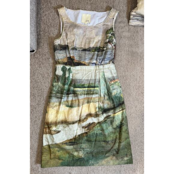 Vintage Anthropologie Odille Artist’s Rendering Landscape Womens Dress 2 Petite | Poshmark