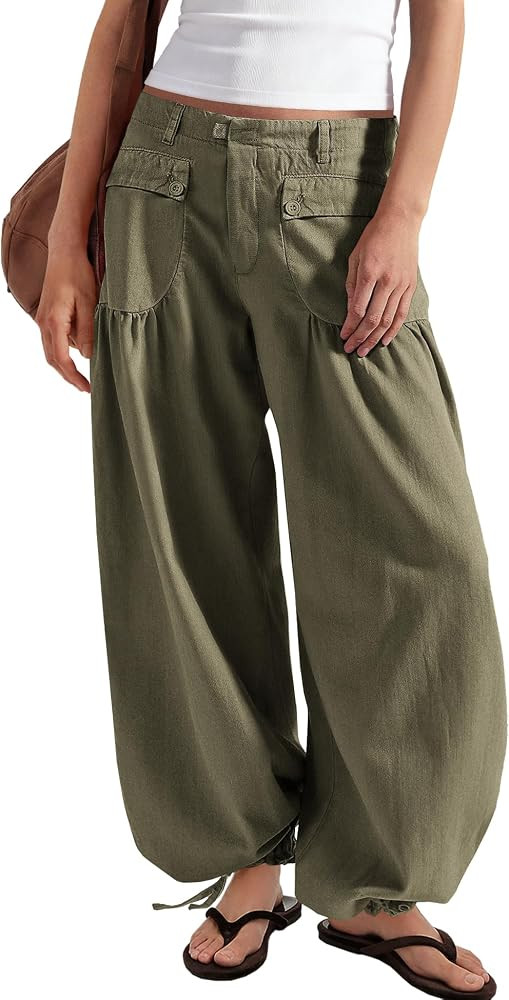 Yanekop Womens High Waisted Balloon Pants Stretchy Baggy Jeans Wide Leg Jeans Trendy Summer Denim... | Amazon (US)