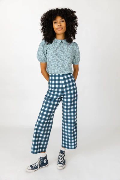 Kitty Trousers Navy Gingham | The Avenue