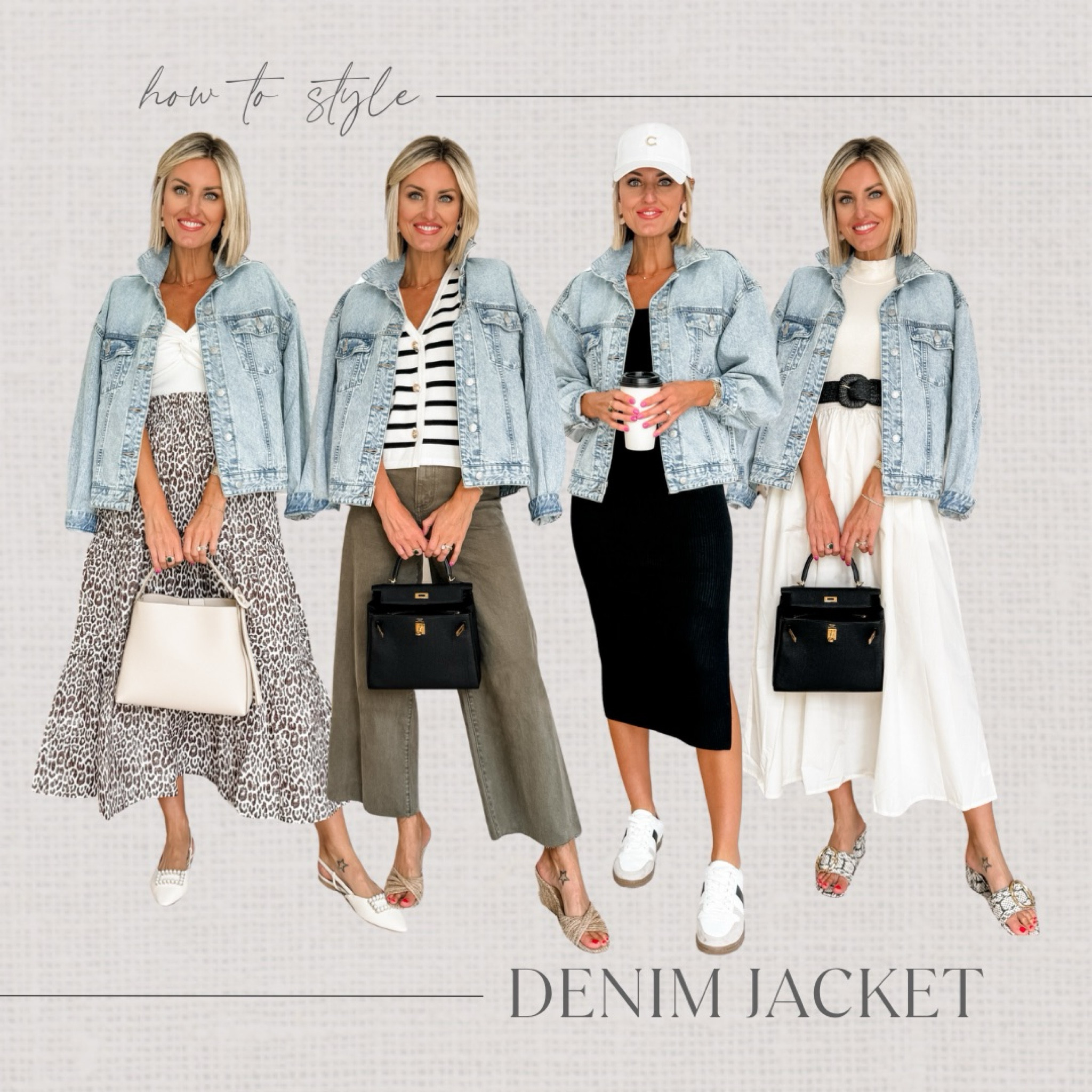 Here’s how I’ve styled one of my favorite denim jackets! Wearing XS!

Loverly Grey, denim jacket, denim jacket outfits, midi skirt, midi dress, wide leg jeans 