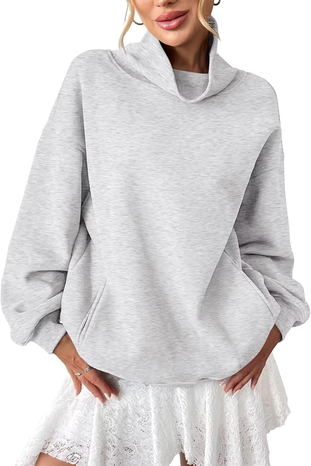 EasyGala Women Fleece Turtleneck Sweatshirts with Pocket Oversized Pullover | Amazon (US)