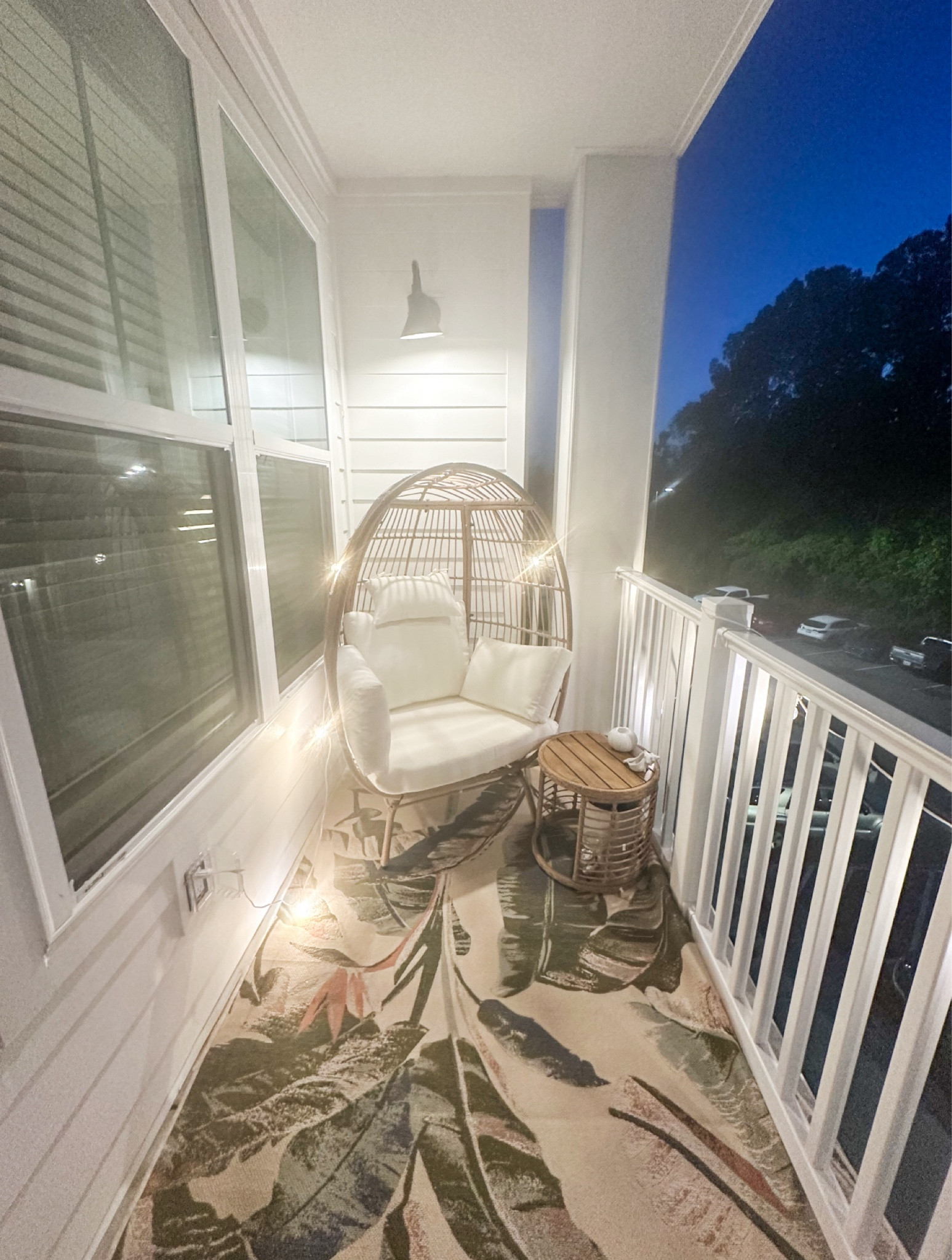 Been working to design the boho balcony I've always wanted! This oversized chair is not only super cute, it's exceptionally comfy too. Plus, the table that comes with it is great for drinks and citronella candles AND it hides clutter underneath!

#LTKFamily #LTKSeasonal #LTKHome