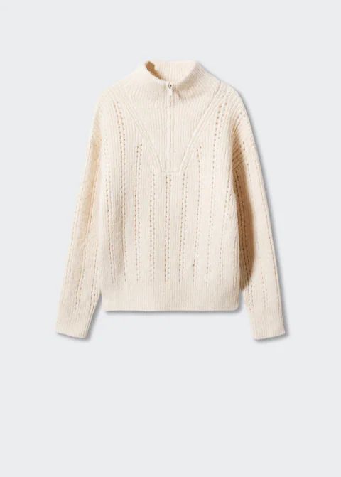 High neck sweater with zip -  Women | Mango United Kingdom | MANGO (UK)