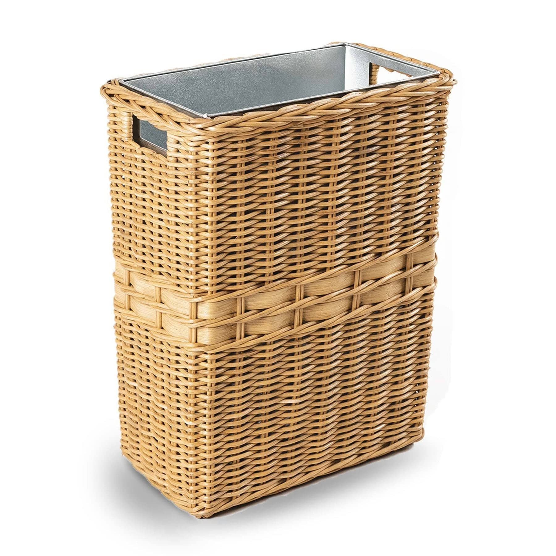 The Basket Lady Large Rectangular Wicker Waste Basket with Metal Liner, 14.5 in L x 9 in W x 18 i... | Amazon (US)