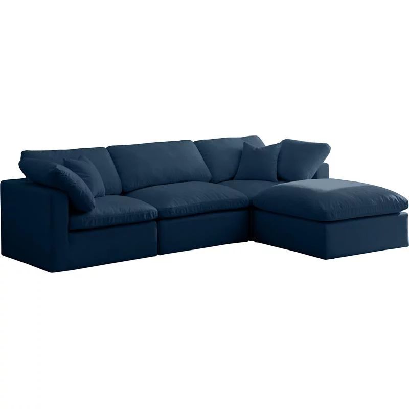 Meridian Furniture Plush Standard Navy Velvet Modular Sectional - Walmart.com | Walmart (US)