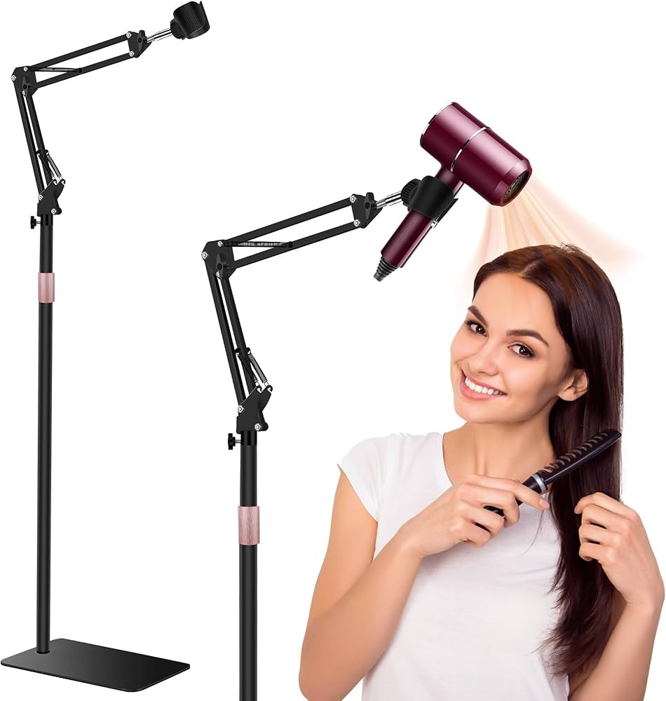 Hair Dryer Stand, 1.68M Height Adjustable, Hands Free Blow Dryer Holder with Heavy Base, 360 Degr... | Amazon (US)