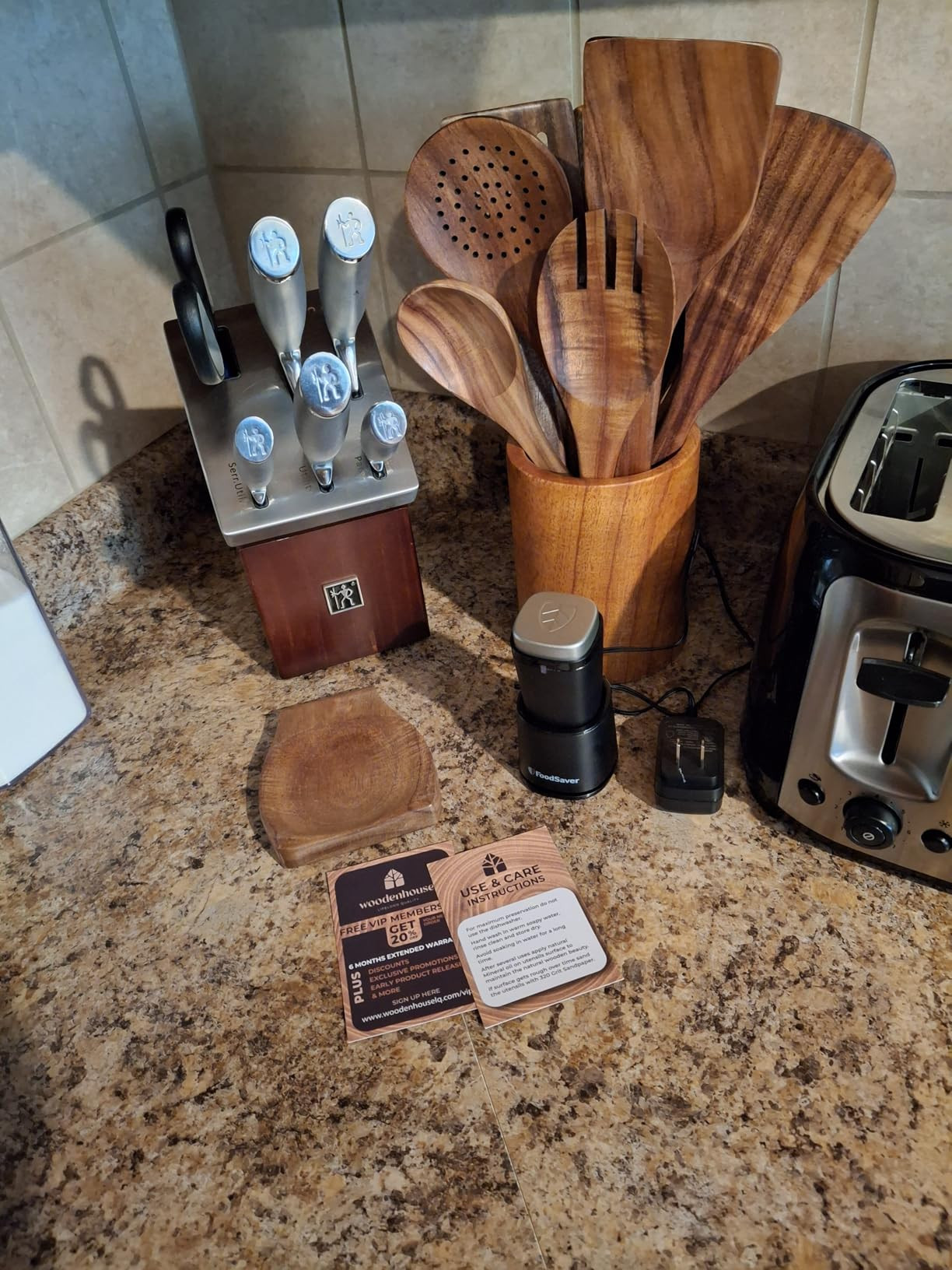 Wooden Utensil Set, Wooden Spoons for Cooking, Wooden Cooking Utensils Set with Holder, Spoon Res... | Amazon (US)