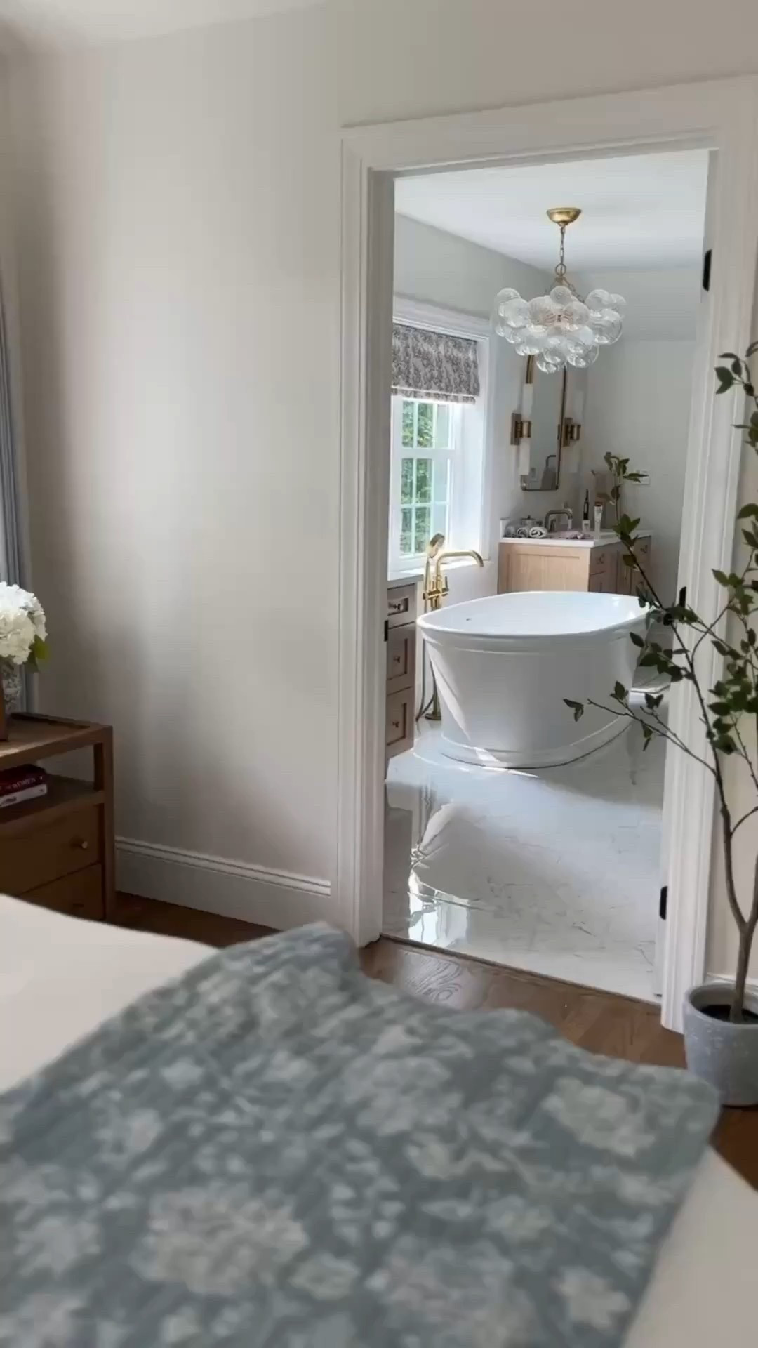 The primary suite of my dreams! Paint color is Benjamin Moore Swiss Coffee and I love the slight warmth it brings!

#LTKHome