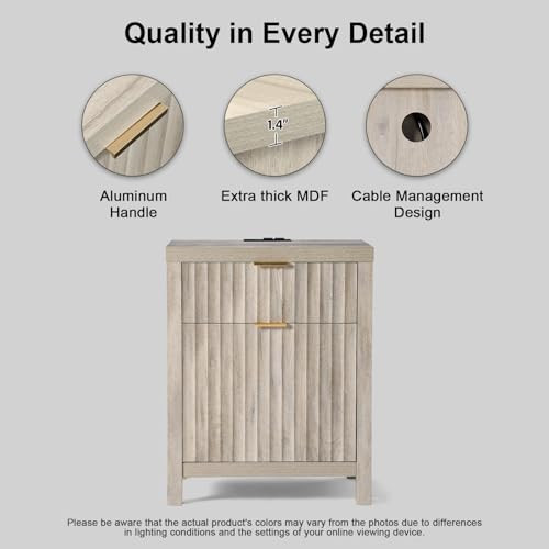 OAKHAM Nightstand with Charging Station Set of 2, End Table with 2 Storage Drawers, Night Stand with | Amazon (US)