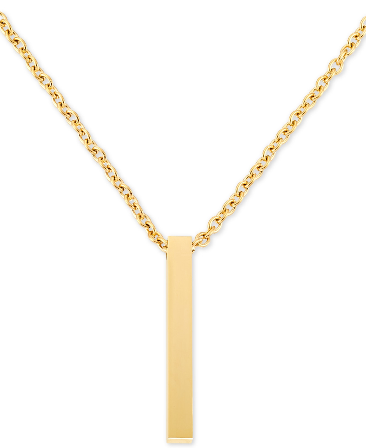 Legacy for Men by Simone I. Smith Men's Polished Bar 24" Pendant Necklace in Yellow Ion-Plated Stainless Steel - Gold Tone | Macy's