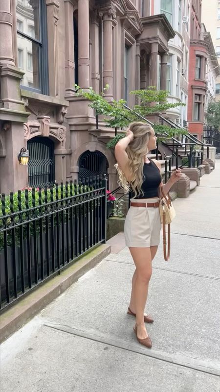 The best way to transition from summer to fall when the weather is still hot? Go for classic summer pieces in fall neutral colors. Tailored shorts with a belt are a classy but casual look - and don’t forget to match your shoes to your bag 💼 

Fall style, fall look, fall fashion
#transitionalstyle #falllook #fallstyle #minimalstyle 

#LTKunder100 #LTKstyletip #LTKSeasonal