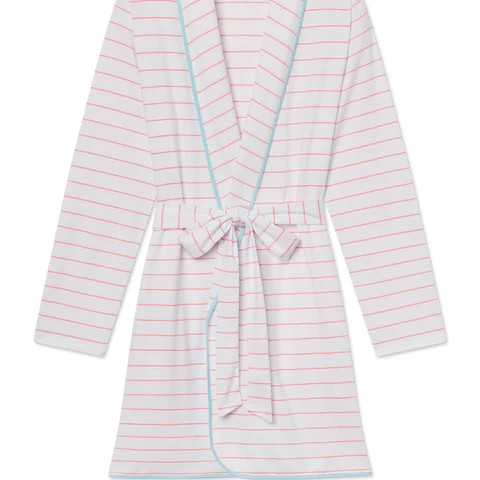 Pima Short Robe in Gelato Boating Stripe | Lake Pajamas