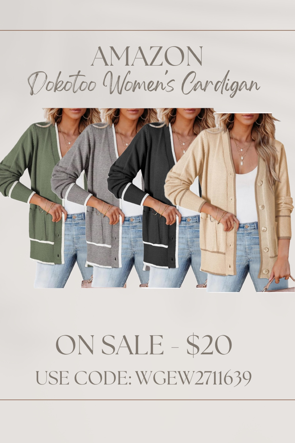amazon code deal! score this cardigan for only $20 using code: WGEW2711639

#amazon #amazondeals #womenfashion #amazonfashion 

#LTKStyleTip #LTKSeasonal #LTKSaleAlert