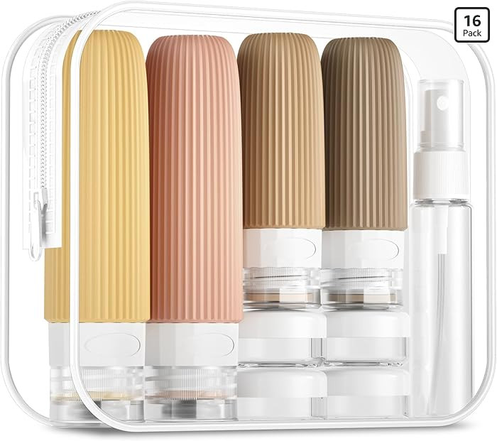 Amazon.com: Mrsdry 16 Pack Travel Bottles Set, TSA Approved Leak Proof Silicone Squeezable Contai... | Amazon (US)