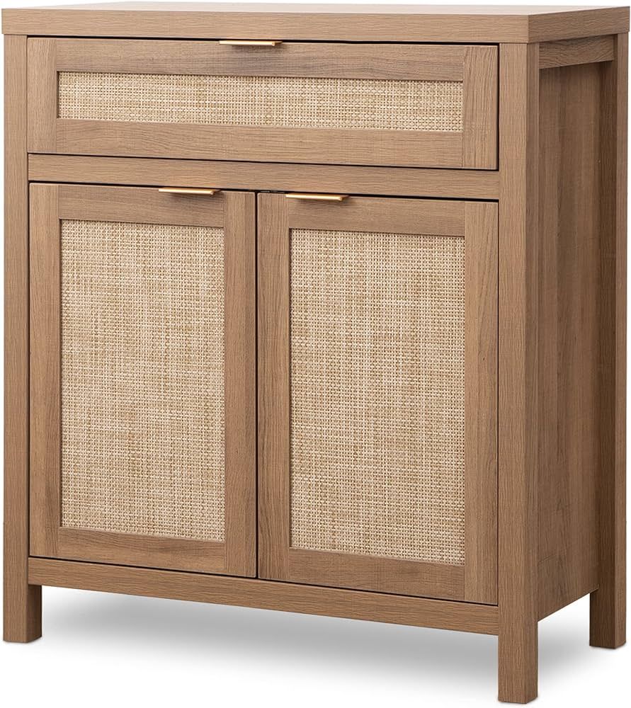 SICOTAS Buffet Cabinet Sideboard with Storage, Rattan Accent Cabinet with Doors Drawer, Boho Cred... | Amazon (US)