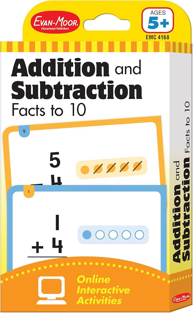 Evan-Moor® Learning Line Flashcards: Addition and Subtraction Facts to 10, Grade 1+ (Age 5+) | Amazon (US)