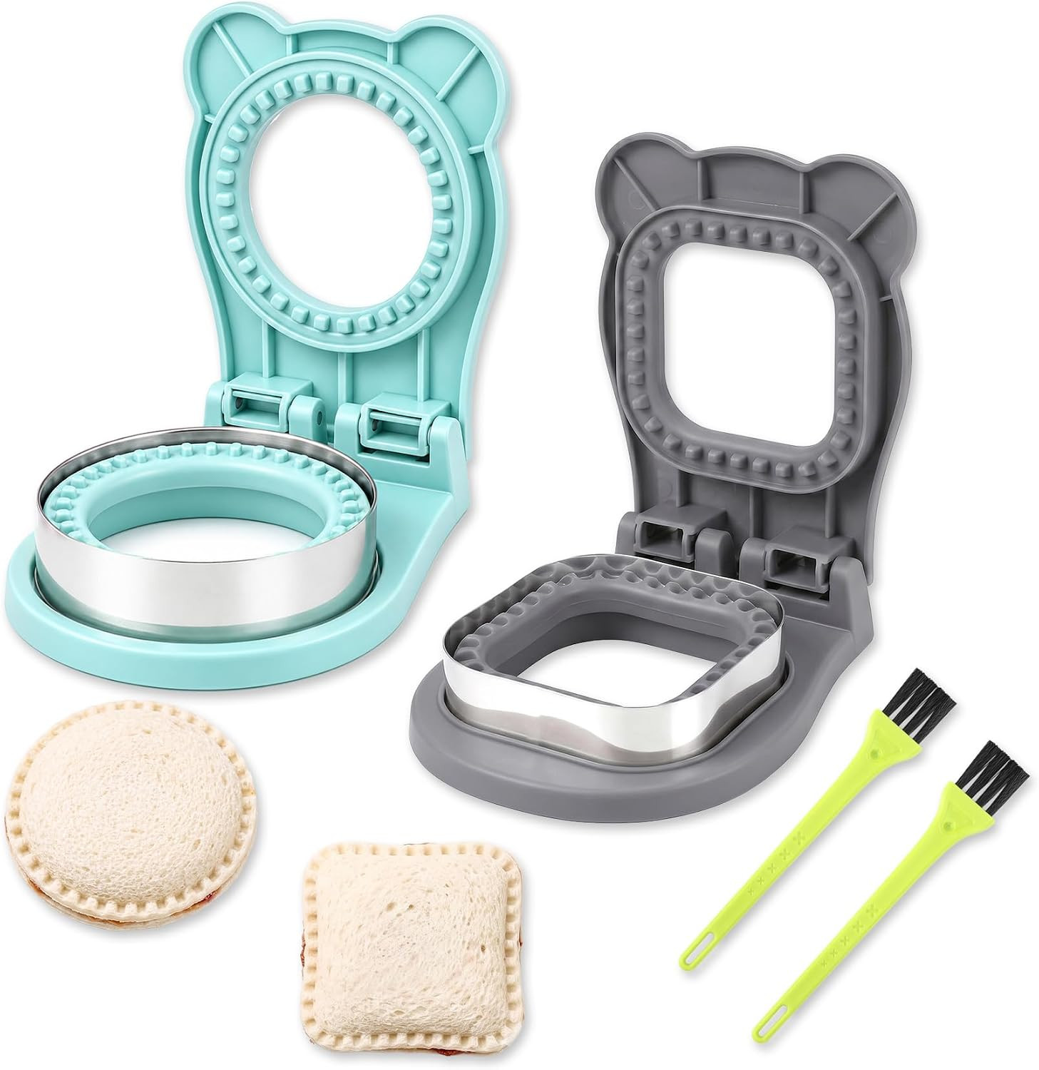 2PCS Sandwich Cutters Maker, Crustless Sandwich Cutters and Sealer for Kids Lunch Breakfast Lunchbox, Circle, Square | Amazon (US)