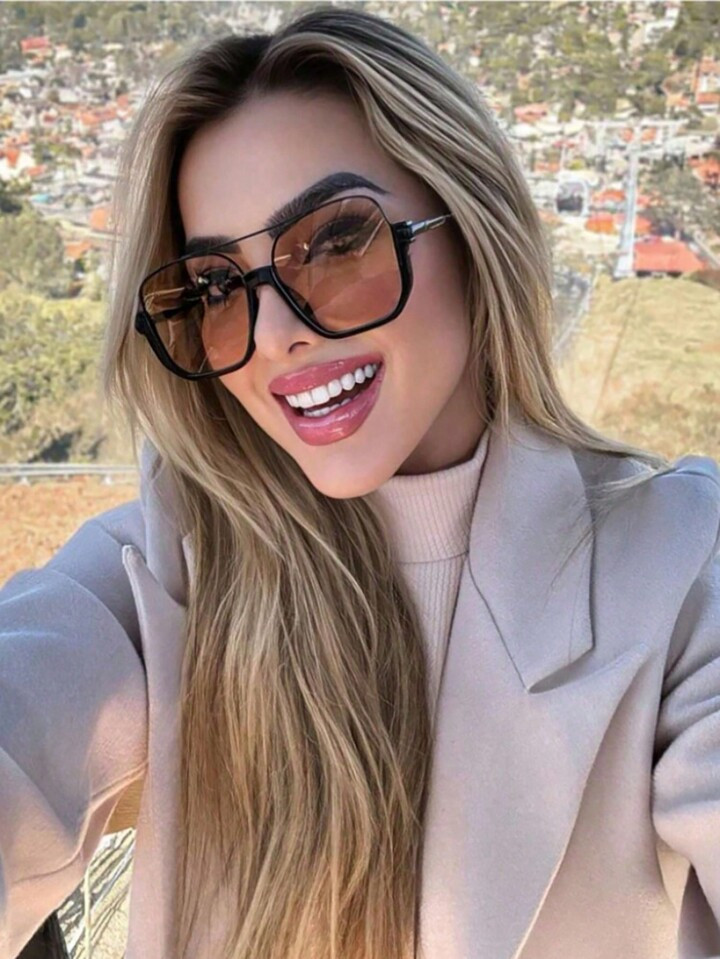 1pc Vintage Polygonal Double-Bridge Women Fashion Glasses Fashion Glasses For Women Shades For La... | SHEIN