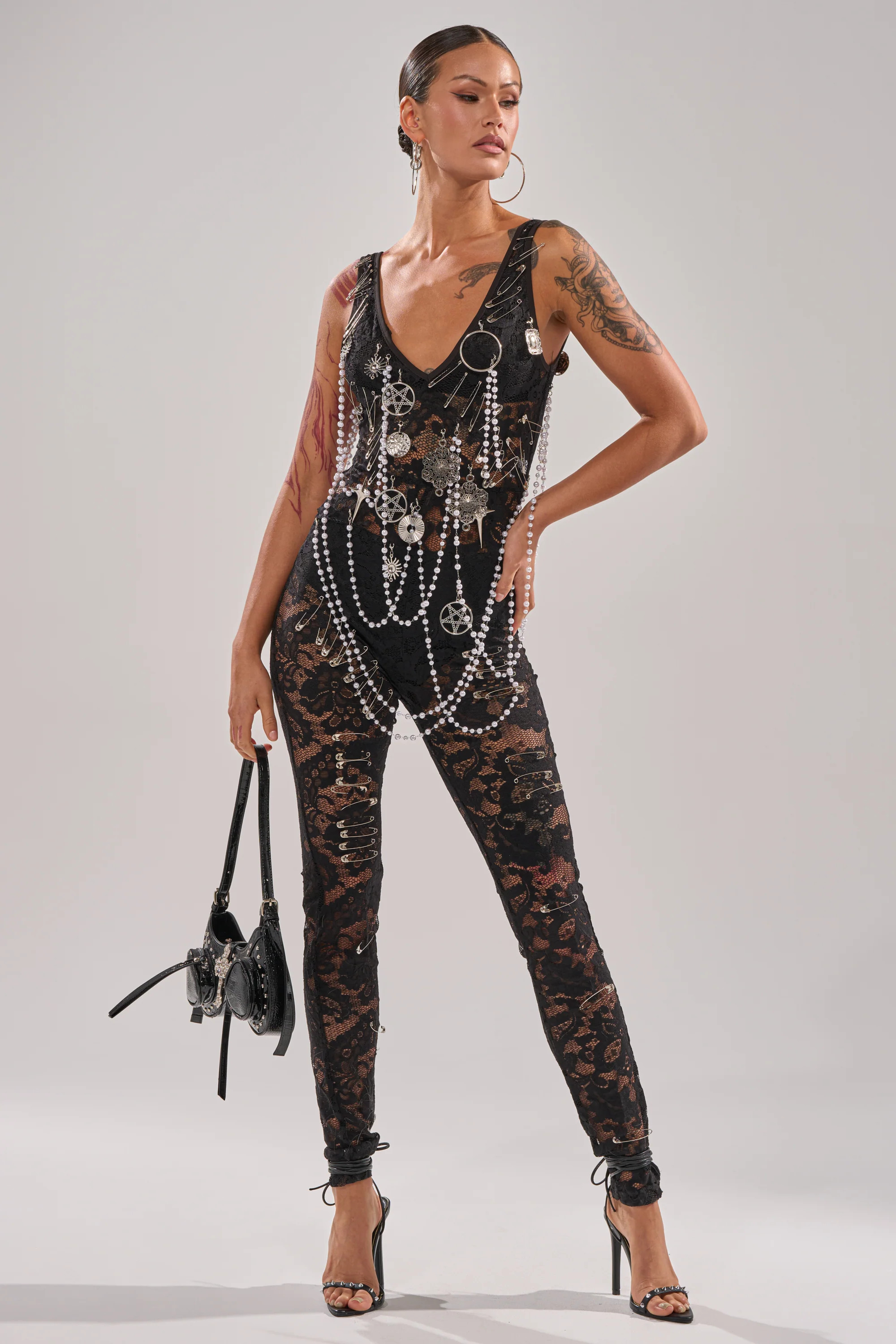 BABY I AM THE PARTY LACE JUMPSUIT | AKIRA