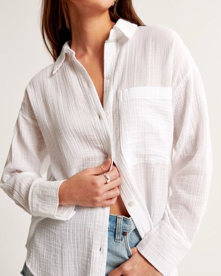 Linen white button down shirt from Abercrombie & Fitch. Memorial Day Sales 2024. #whiteshirt #trends #summertops2024

#LTKSaleAlert #LTKOver40 #LTKFindsUnder50