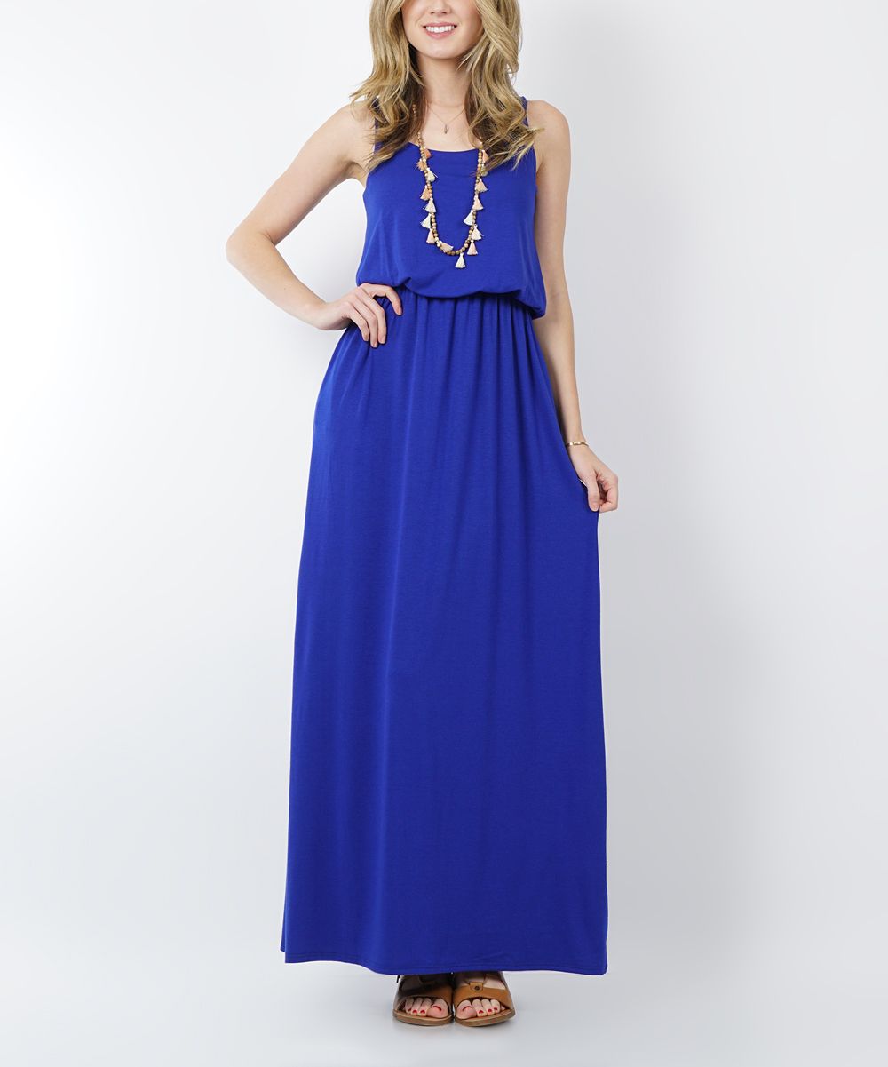 Lydiane Women's Maxi Dresses DENIM - Denim Blue Blouson Maxi Dress - Women | Zulily