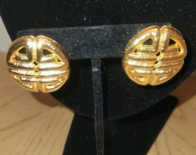 GIVENCHY  LOGO Gold Tone Pierced Vintage Earrings. | eBay US