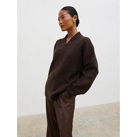 Pretty Lavish Briana Chunky V-Neck Knit Jumper - Brown | Very (UK)