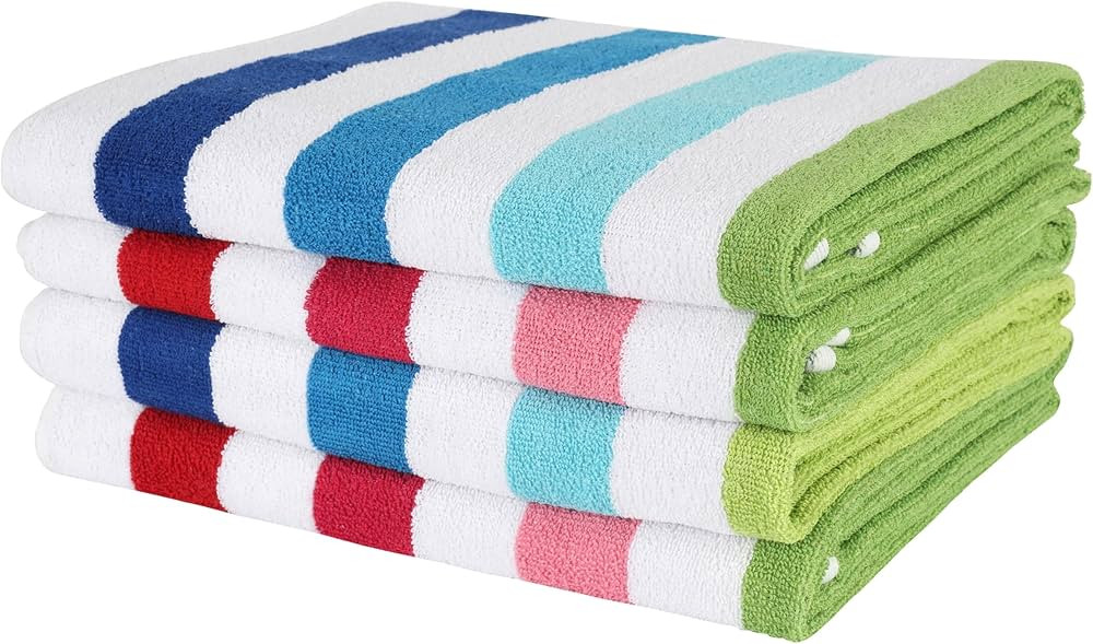 Kaufman - Soft Oversized Beach Towels | 30" x 70" Terry Cabana Striped Beach Towels | Absorbent, ... | Amazon (US)