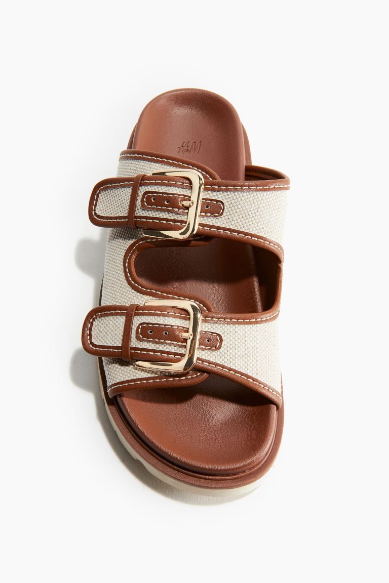 Chunky Sandals - No heel - Brown/light beige - Ladies | H&M US | H&M (US + CA)