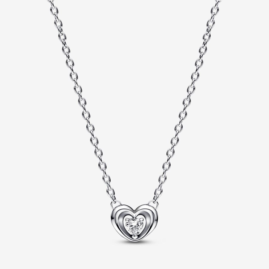 Radiant Heart & Floating Stone Pendant Collier Necklace | Pandora (UK)