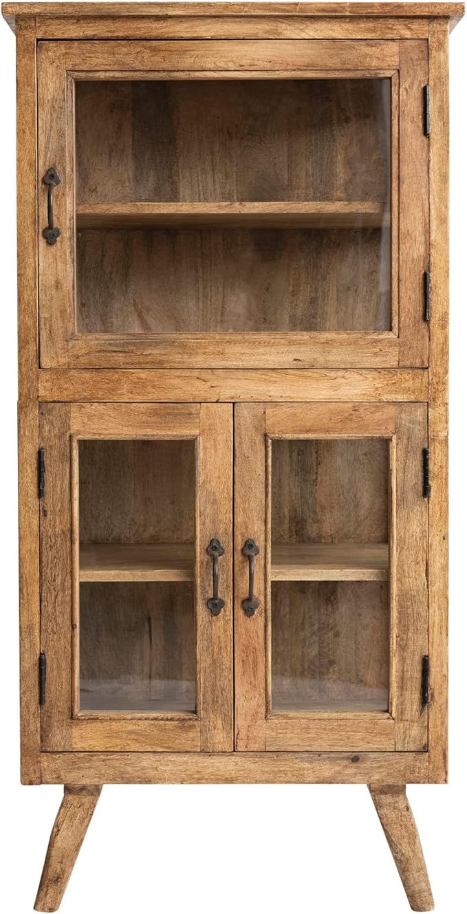 Creative Co-Op Vintage Reclaimed Wood 3 Glass Doors, Natural Cabinet | Amazon (US)