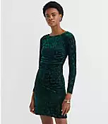 Mosaic Velvet Ruched Mini Dress | LOFT