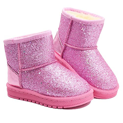 Sugmzox Girls Snow Boots Sequin Warm Winter Boots Comfort Durability Ankle Boots(Toddler/Little Kids) pink size 12 | Amazon (US)