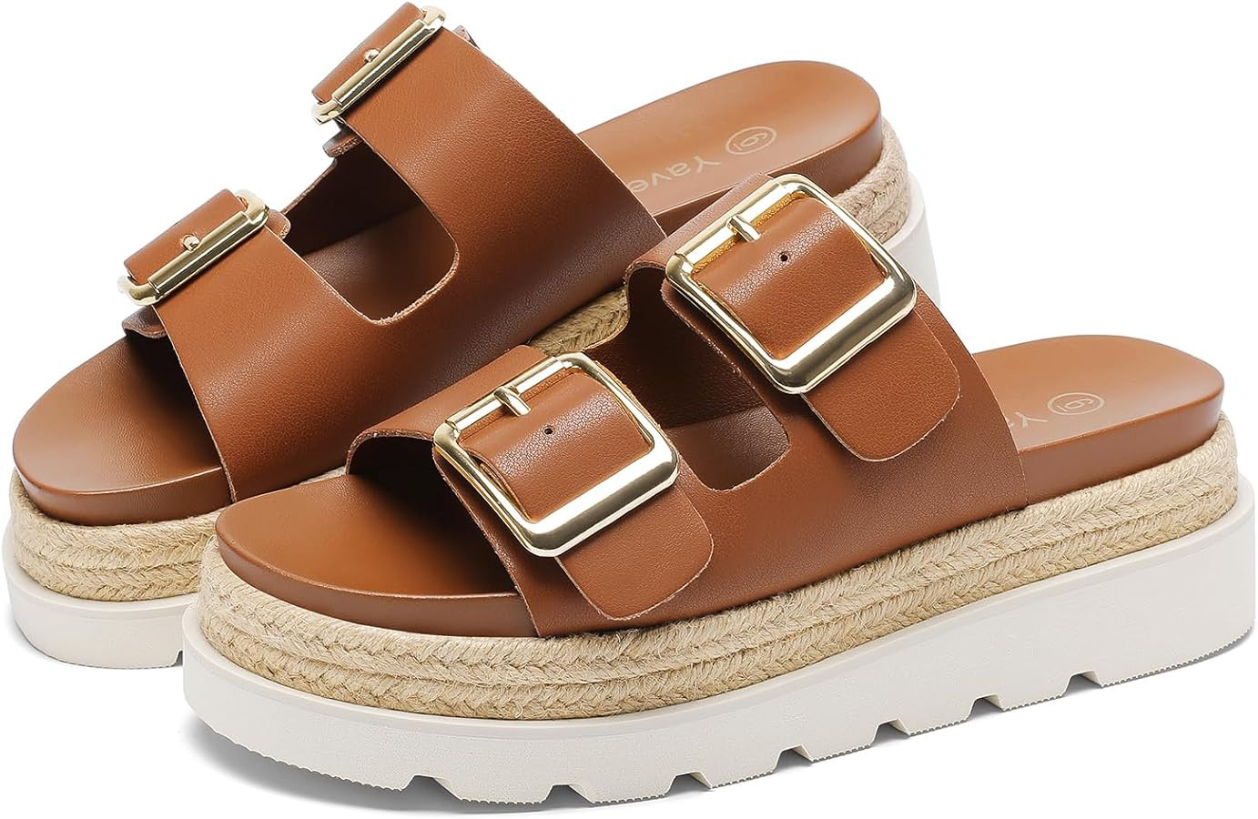 Yavero Womens Platform Sandals Espadrilles Slide Sandals with Double Buckles Comfortable Open Toe... | Amazon (US)