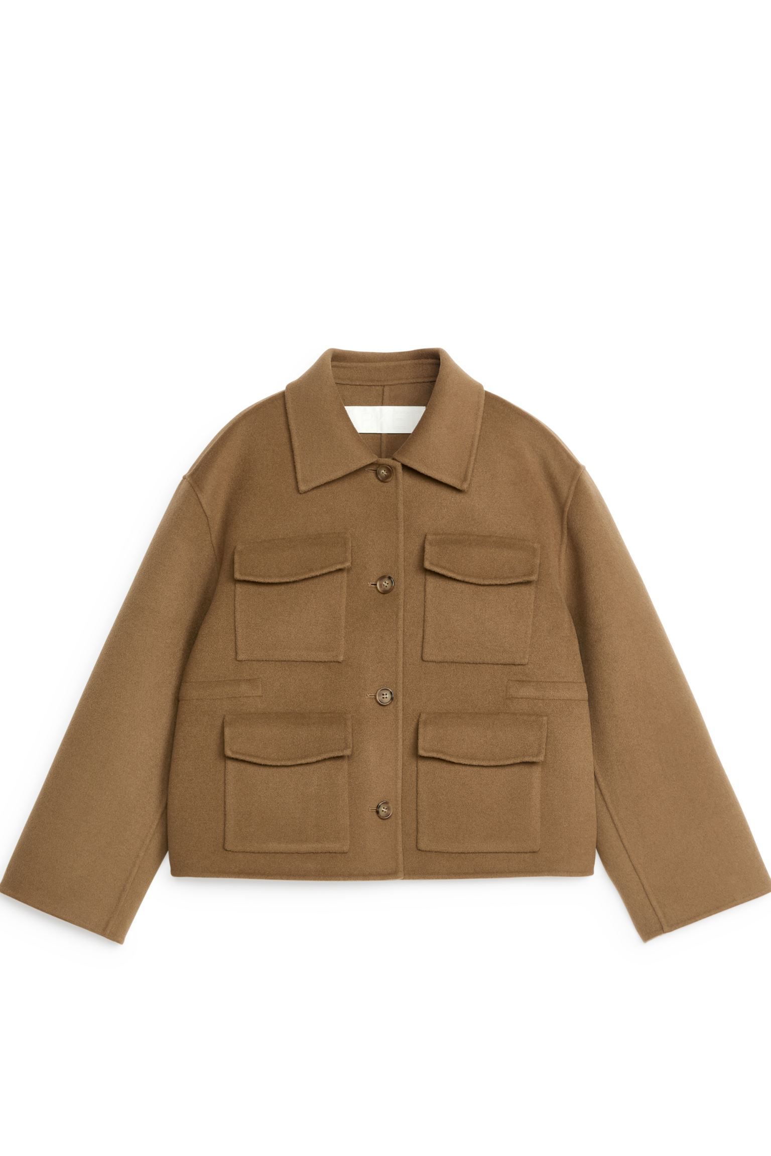 Short Doublé Jacket - Dark Beige - Ladies | H&M GB | H&M (UK, MY, IN, SG, PH, TW, HK)