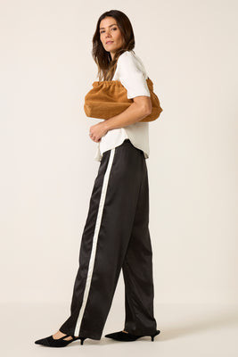 SANCTUARY Women's Satin Track Pants, Size Large, Black | Evereve