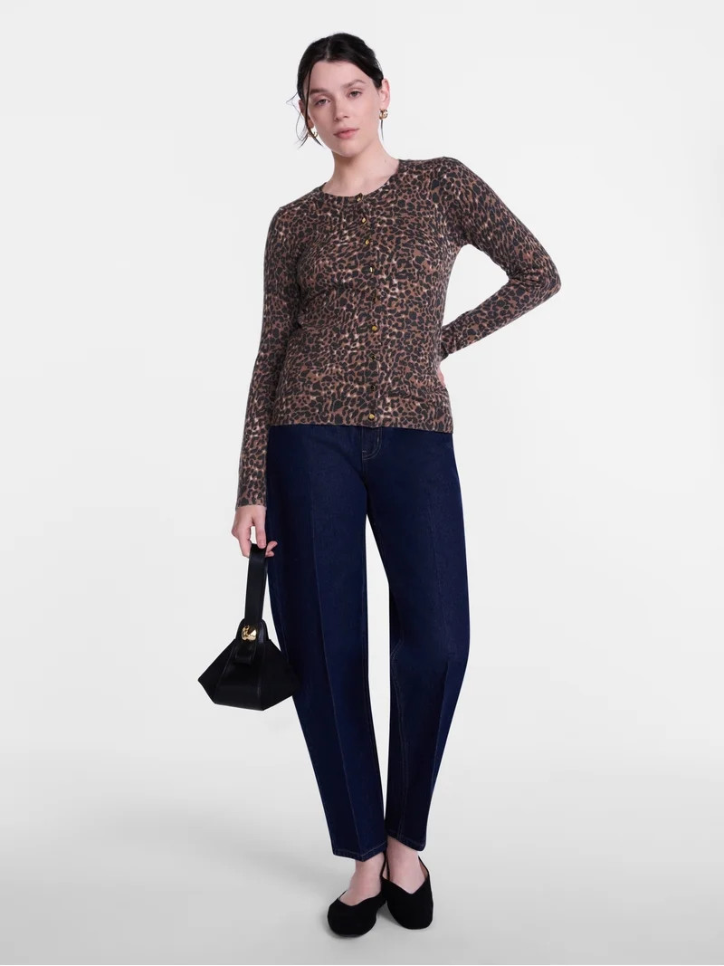 Scenario Women's Button Front Printed Cardigan Sweater, Lightweight, Sizes XS-XXXL | Walmart (US)