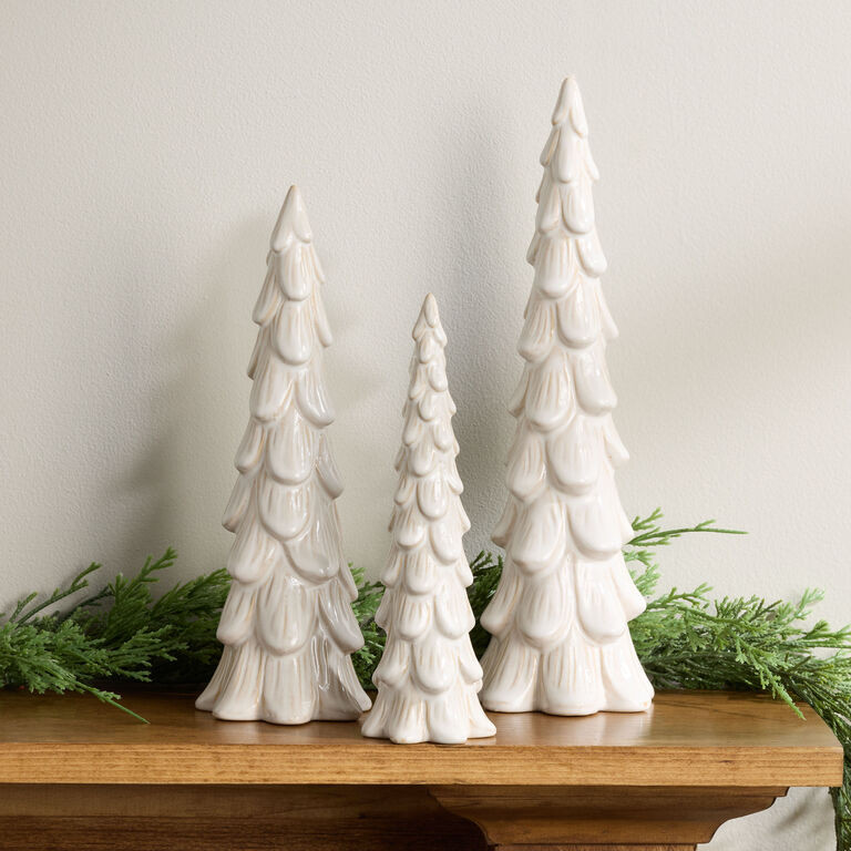 Ivory Ceramic Layered Tree Decor | World Market