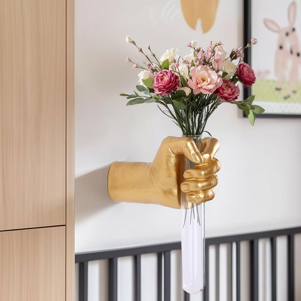 Gold Palmistry Hand Statue - Unique Wall Vase for Spooky Decor, Kinetic Art in Living Rooms & Ent... | Amazon (US)