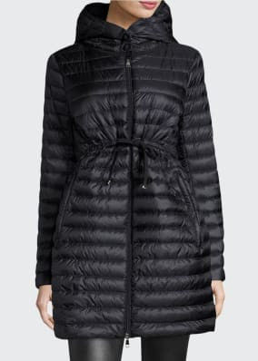 Moncler Moka Shiny Fitted Puffer Coat with Hood | Bergdorf Goodman