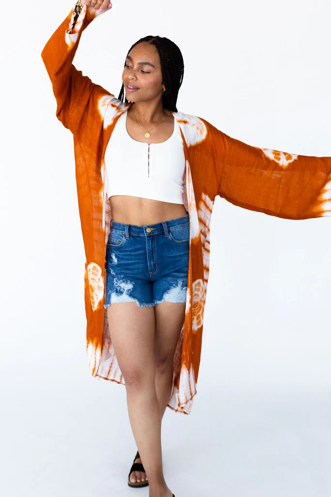 Spellbound Tie Dye Kimono - Rust | Three Bird Nest