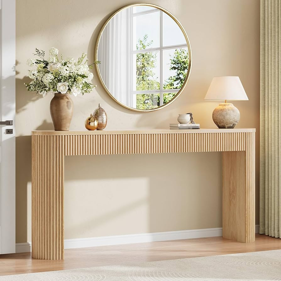 Itaar 63" Fluted Console Table with 2 Drawers, Modern Entryway Table with Storage, Long Sofa Tabl... | Amazon (US)