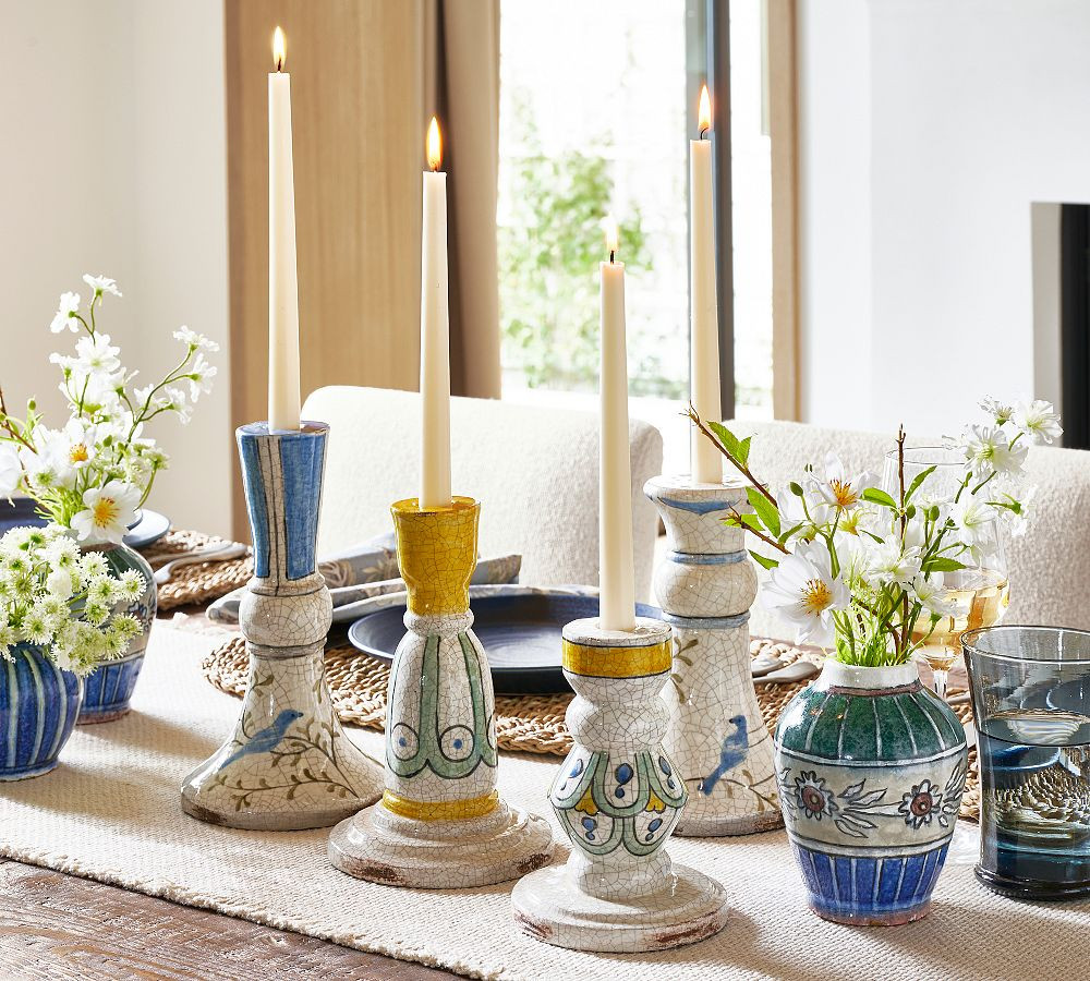 Ornate Hand-Painted Taper Holder | Pottery Barn (US)
