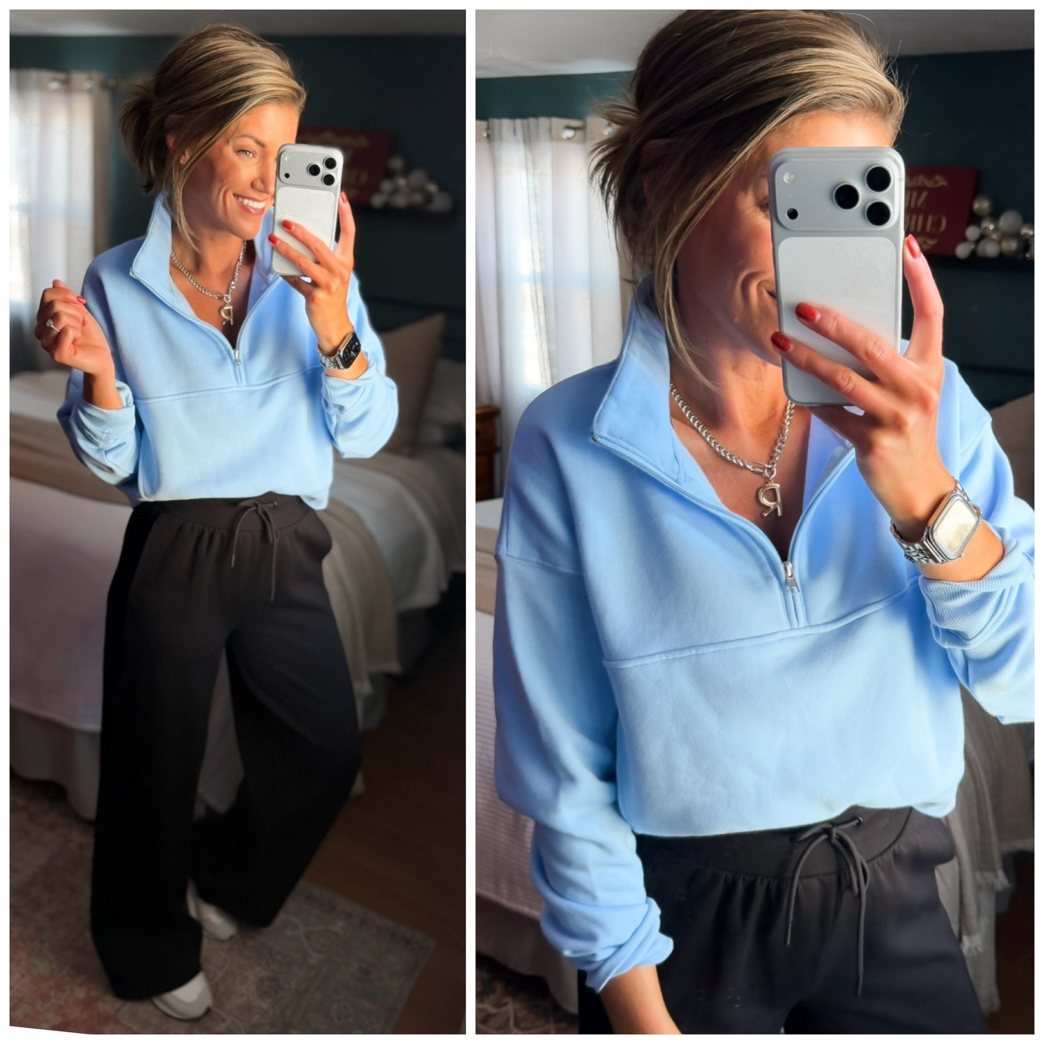 New quarter zip pullover only $12.96. 
Pullover/ medium
Pants/ small, tall 

#LTKFindsUnder100 #LTKStyleTip #LTKSeasonal