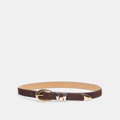 Mixed Metal Buckle Belt Mahogany | DolceVita.com