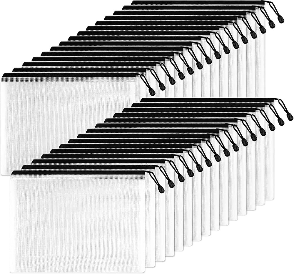 SUNEE Mesh Zipper Pouch 10x14 in (Black, 30 Packs), Large Mesh Zipper Pouch Bags for School Offic... | Amazon (US)